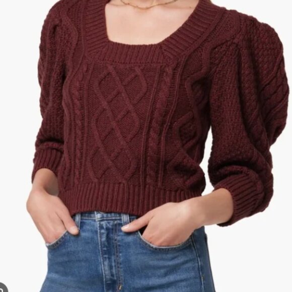 NWT $198 Joe's Jeans The Ara Cable Knit Puff Sleeve Sweater Small - Picture 1 of 5